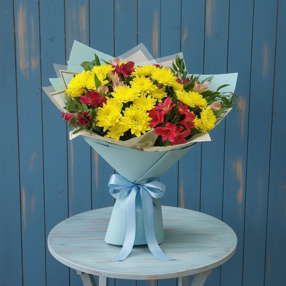 Букет цветов из: Альстромерии и Хризантемы в Шолоховском