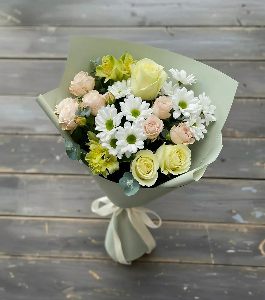 Букет цветов из: Альстромерии, Розы и Хризантемы в Шолоховском