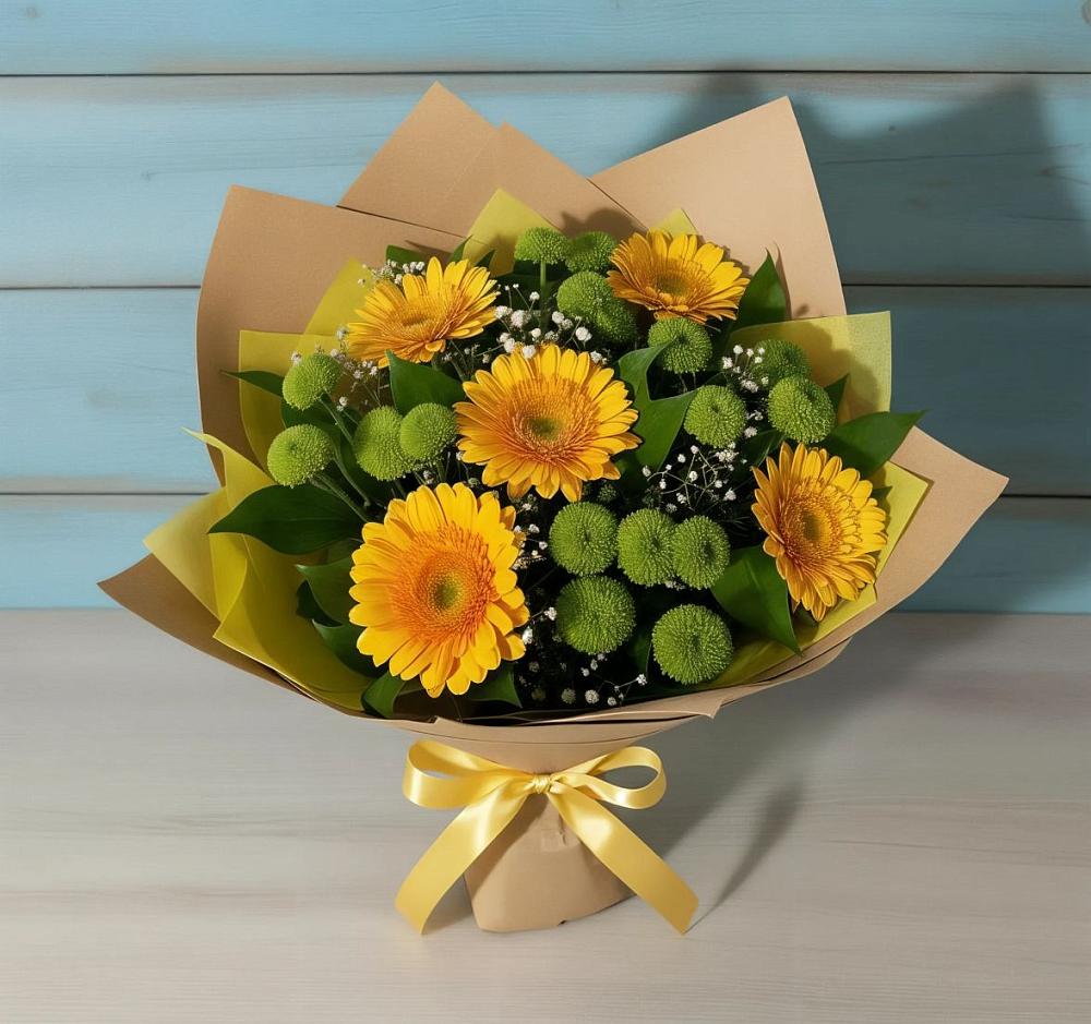 Букет цветов из: Герберы и Хризантемы в Шолоховском