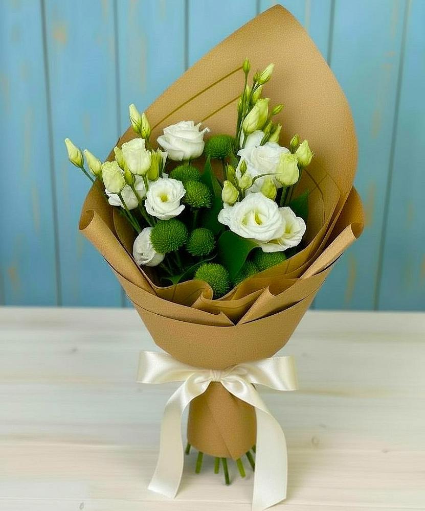 Букет цветов из: Хризантемы и Лизиантусы в Шолоховском