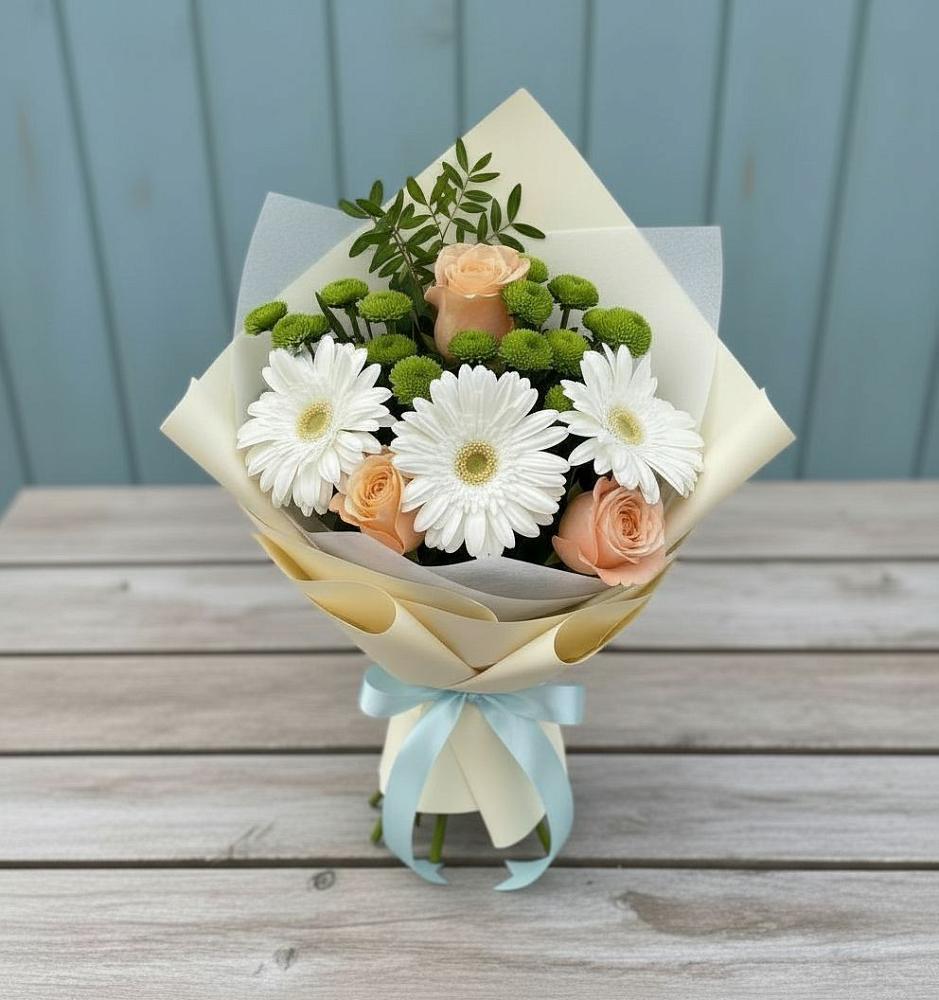 Букет цветов из: Герберы, Розы и Хризантемы в Шолоховском