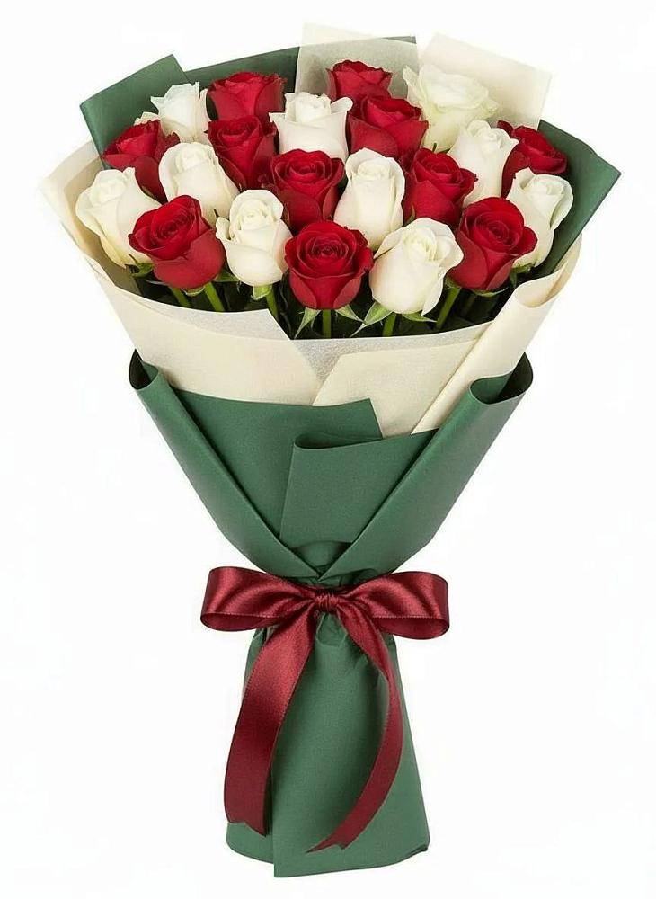 Букет Микс из красных и белых роз в Шолоховском