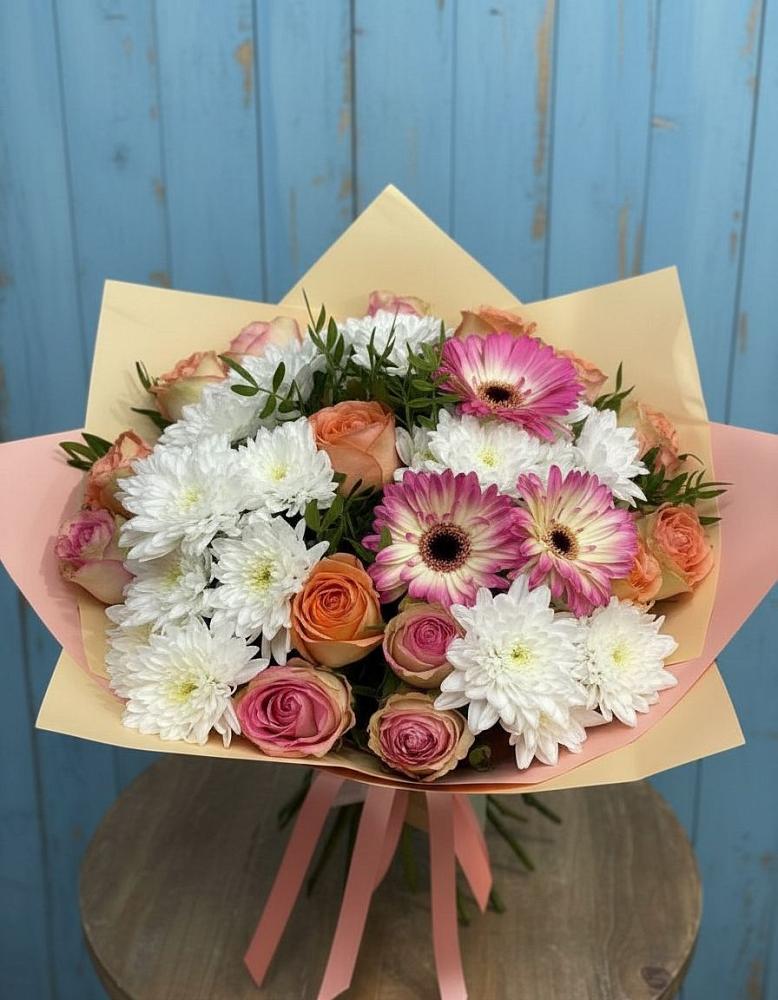 Букет цветов из: Розы, Герберы и Хризантемы в Шолоховском