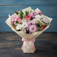 Букет цветов из:  Хризантемы, Альстромерии и Розы в Шолоховском