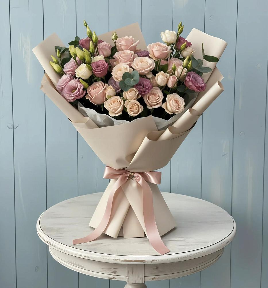 Букет цветов из: Розы и Лизиантусы в Шолоховском