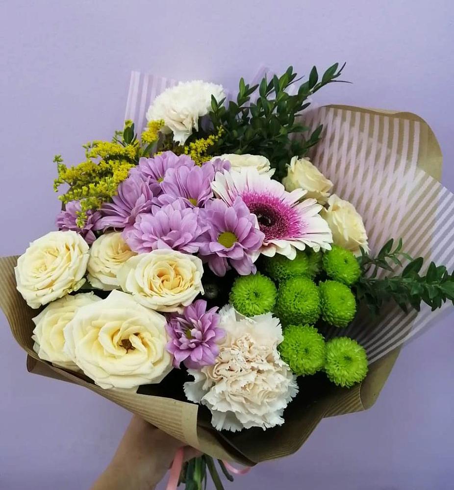 Букет цветов из: Хризантемы, Розы, Гвоздики и Герберы в Шолоховском