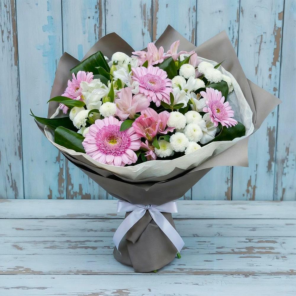 Букет цветов из: Герберы, Альстромерии и Хризантемы в Шолоховском