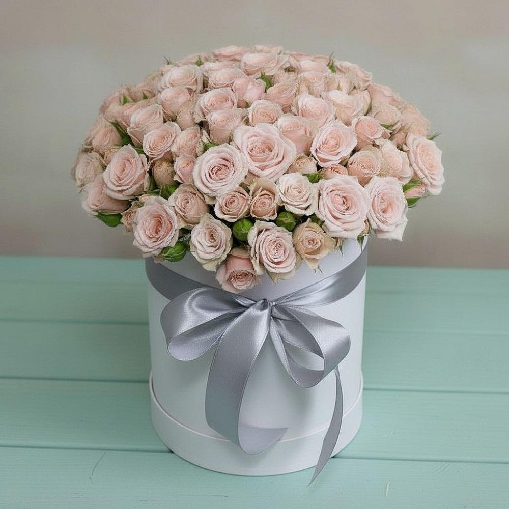 Цветочная композиция из Розы в шляпной коробке в Шолоховском